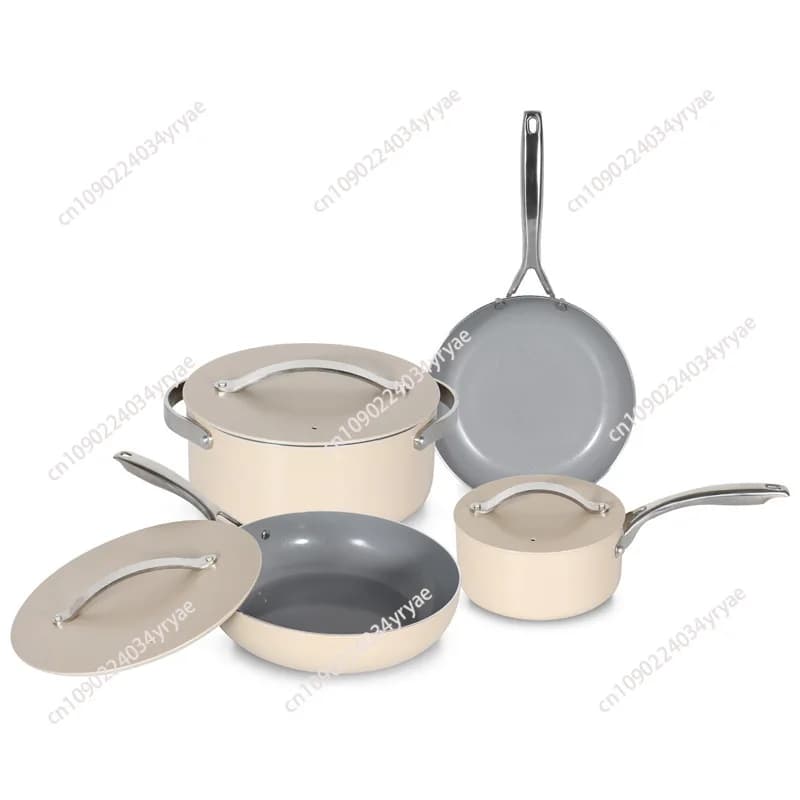Nuova padella antiaderente in ceramica di alluminio, pentola per il latte, regalo, set di pentole e padelle da cucina in quattro pezzi