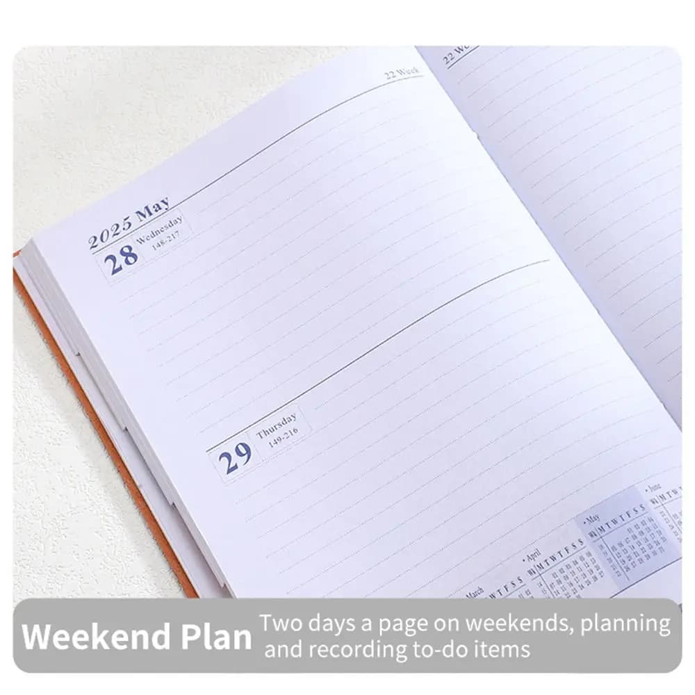 Inglese 2025 Pianificatore Blocco note 12 mesi Prendendo appunti Blocco note da 365 giorni Lista delle cose da fare Diario Blocco note A5 Agenda Notebook