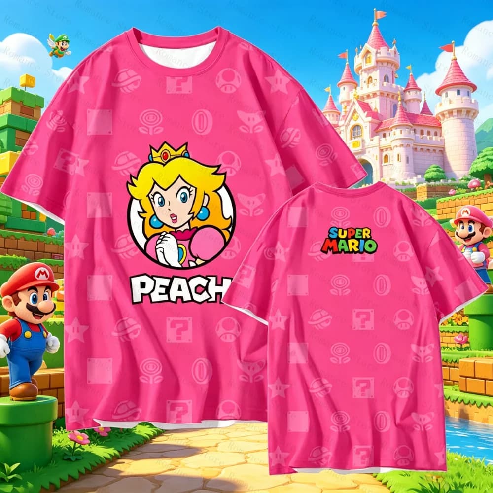 T-shirt Estiva 2026 con Stampa 3D Stile Principessa Super Mario Peach, Maglietta Grafica da Gioco Uomo Donna, Asciugatura Rapida, Top Casual