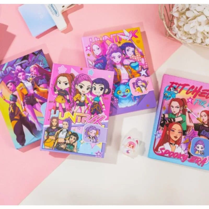 Quaderno/agenda con chiusura magnetica a colori A5, ispirato al gruppo femminile K-POP Demon Hunter, ideale come regalo.