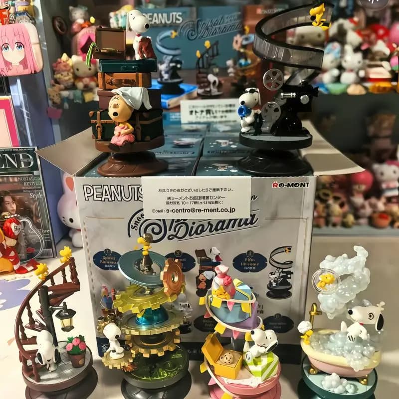Re-Ment Snoopy Blind Box - Modellino 3D a Spirale, Scenografia in Miniatura, Statuette da Collezione, Ornamenti da Scrivania per Appassionati di Cartoni Animati