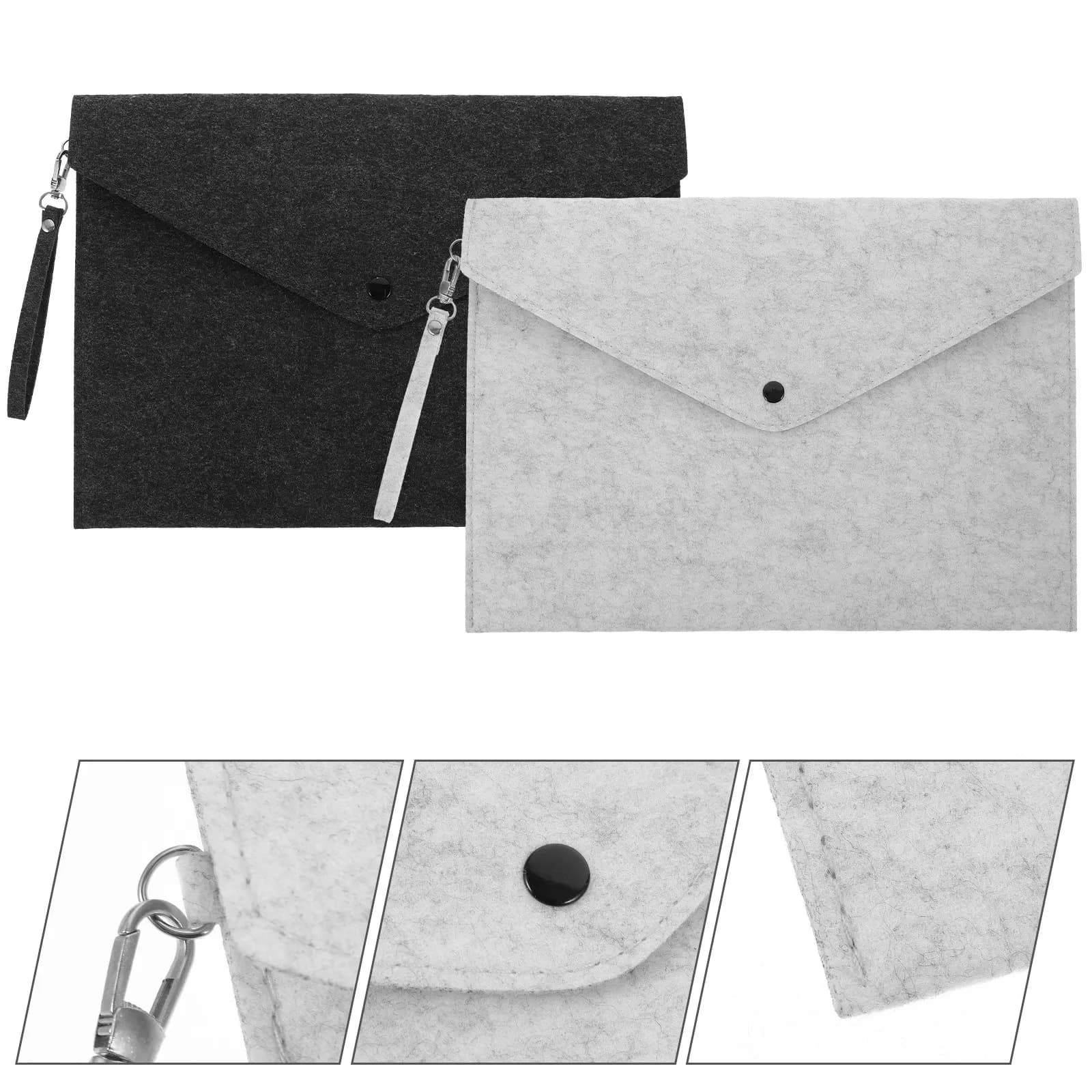 Set di 4 Cartelle Portadocumenti A4 in Feltro, Ecologiche, Antistrappo, con Chiusura a Scatto, Organizzatore Portatile con Anello per Ufficio e Scuola