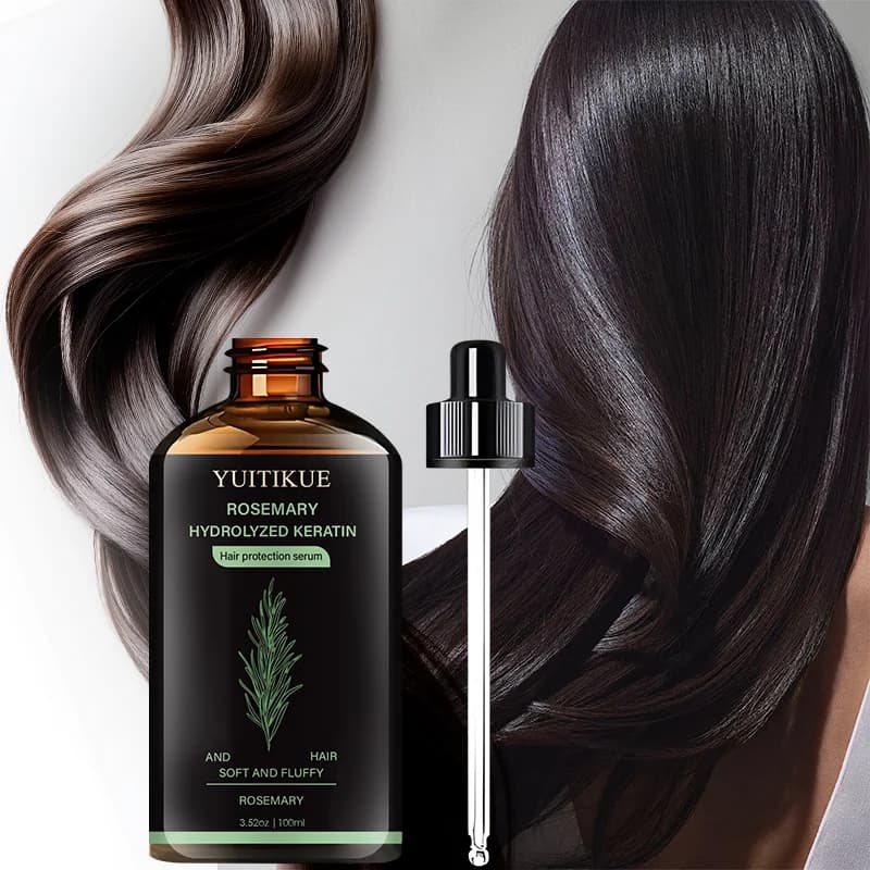 Protective Serum for Hair YUITIKUE with Rosemary and Keratin - Nutre i Capelli Secchi, Improves Softness and Brightness