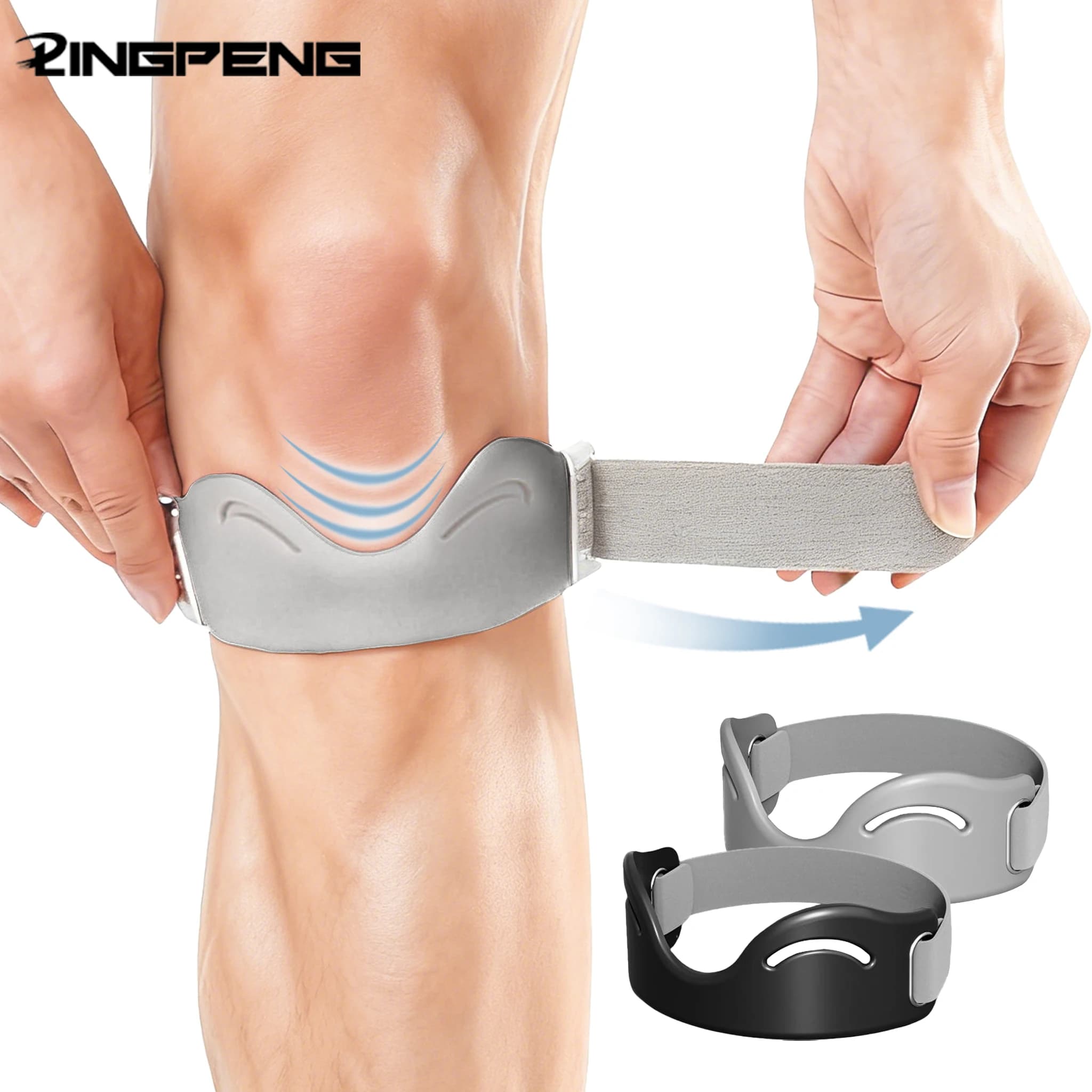 Ginocchiere da 2 pezzi, cinghie rotulei, ginocchiere da corsa, fitness e sportive, ginocchiere in silicone traspiranti, antiscivolo e regolabili