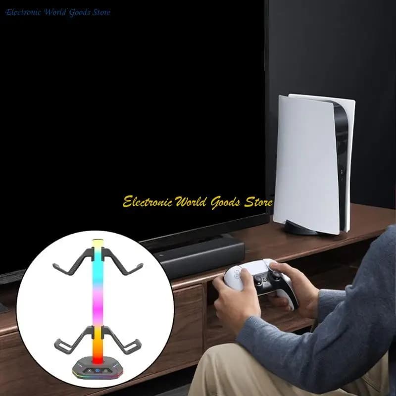 Supporto per controller da gioco a LED Supporto per cuffie Supporto per cuffie Accessori per giocatori da scrivania Gancio per cuffie integrato