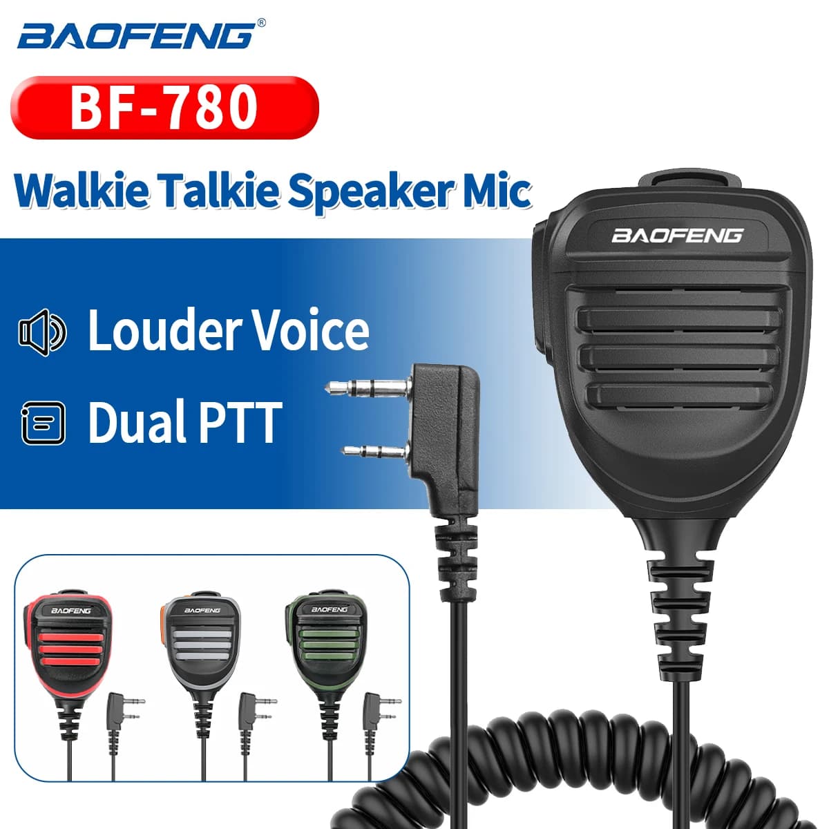 Baofeng Walkie Talkie Altoparlante Microfono Impermeabile Doppio PTT Microfono Palmare Per UV5R UV-21 Pro Radio Bidirezionale QuanSheng UV-K6 UV-K5