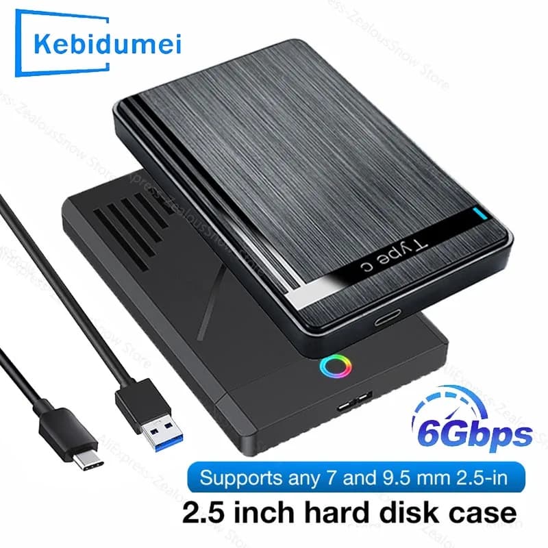 KEBIDUMEI USB 3.1 HDD Enclosure 2.5" SATA HDD SSD External Hard Drive Case 6Gbps High Speed External Hard Drive Disk Box for PC