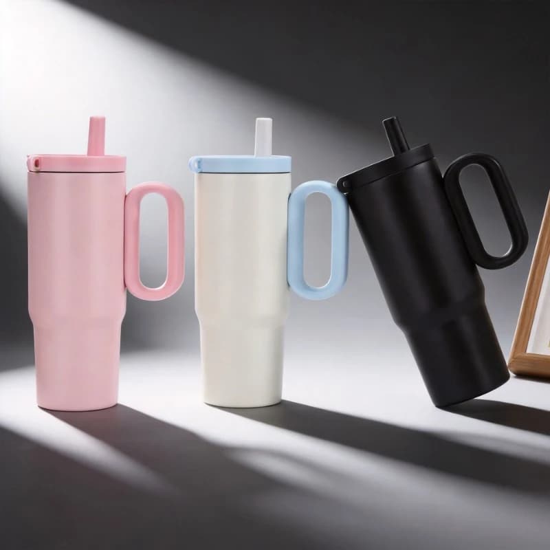 Tumbler 750ml Insulated Car Cup with Tea Strainer & Straw, Leakproof Portable Mug for Summer Iced Drinks & Students