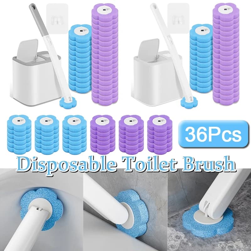 Disposable Toilet Brush With Replaceable Tips For Toilet Cleaning Kit Toilet Cleaning With Long Handle Cleaner Pad Kit MTS002