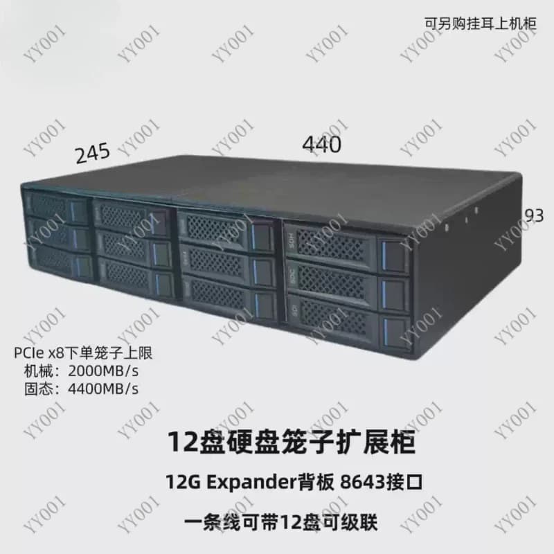 Enclosure per 12 Dischi Rigidi 12G, Storage Esterno JBOD con Backplane per Server NAS