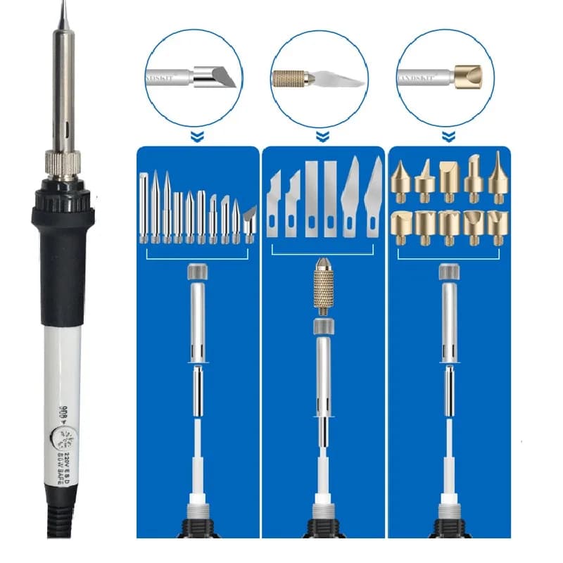 Kit moderno per saldatore a temperatura regolabile Set di pistole per saldatura pirografiche ad alta potenza con riscaldamento interno per riparazioni domestiche FYTC