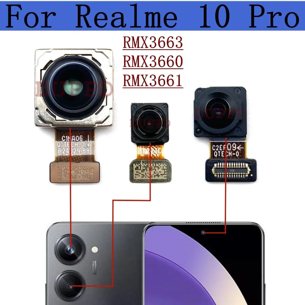 Front Rear Camera For Realme 10 Pro RMX3663, RMX3660 Selfie Backside Big View Wide Back Facing Main Camera Flex Cable