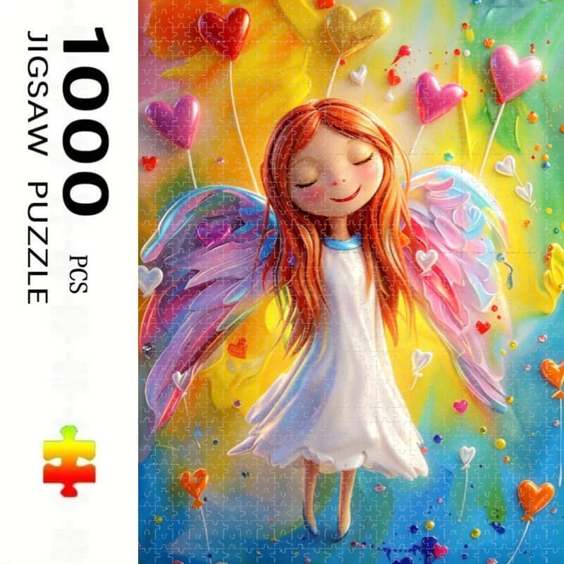 1000/500 PCS Jigsaw Puzzles Cartoon Angel Pattern Home Decor Games Landscape Puzzles Educational Toys Birthday Gifts