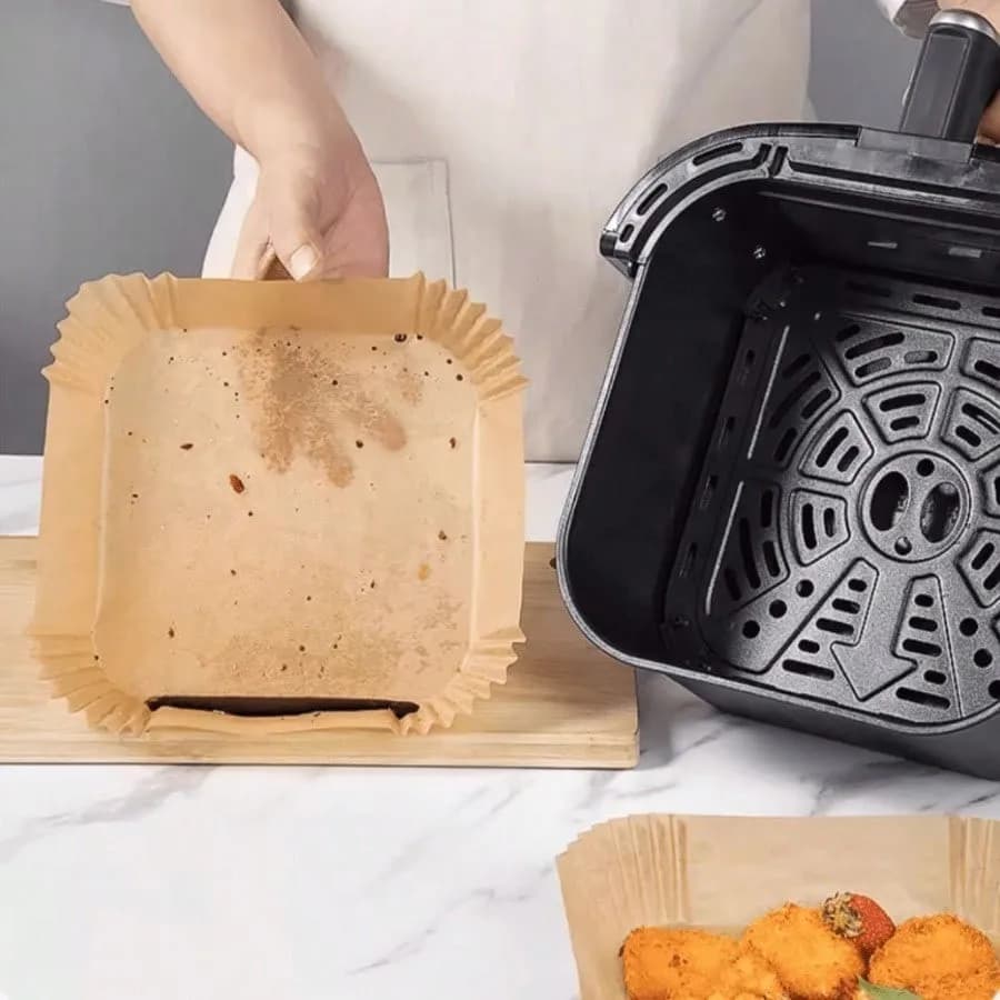 Accessori per rivestimenti circolari antiaderenti impermeabili a prova di olio con rivestimento in carta da forno per friggitrice ad aria