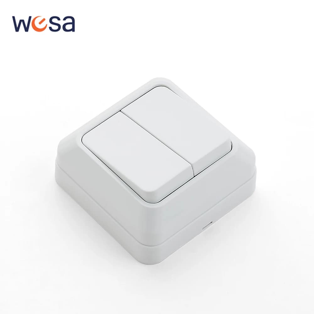 Standard barbell switch EU white On/Off Wall surface 2 Gang 1 via Button light switch Plastic spray Flame delay Classical mode