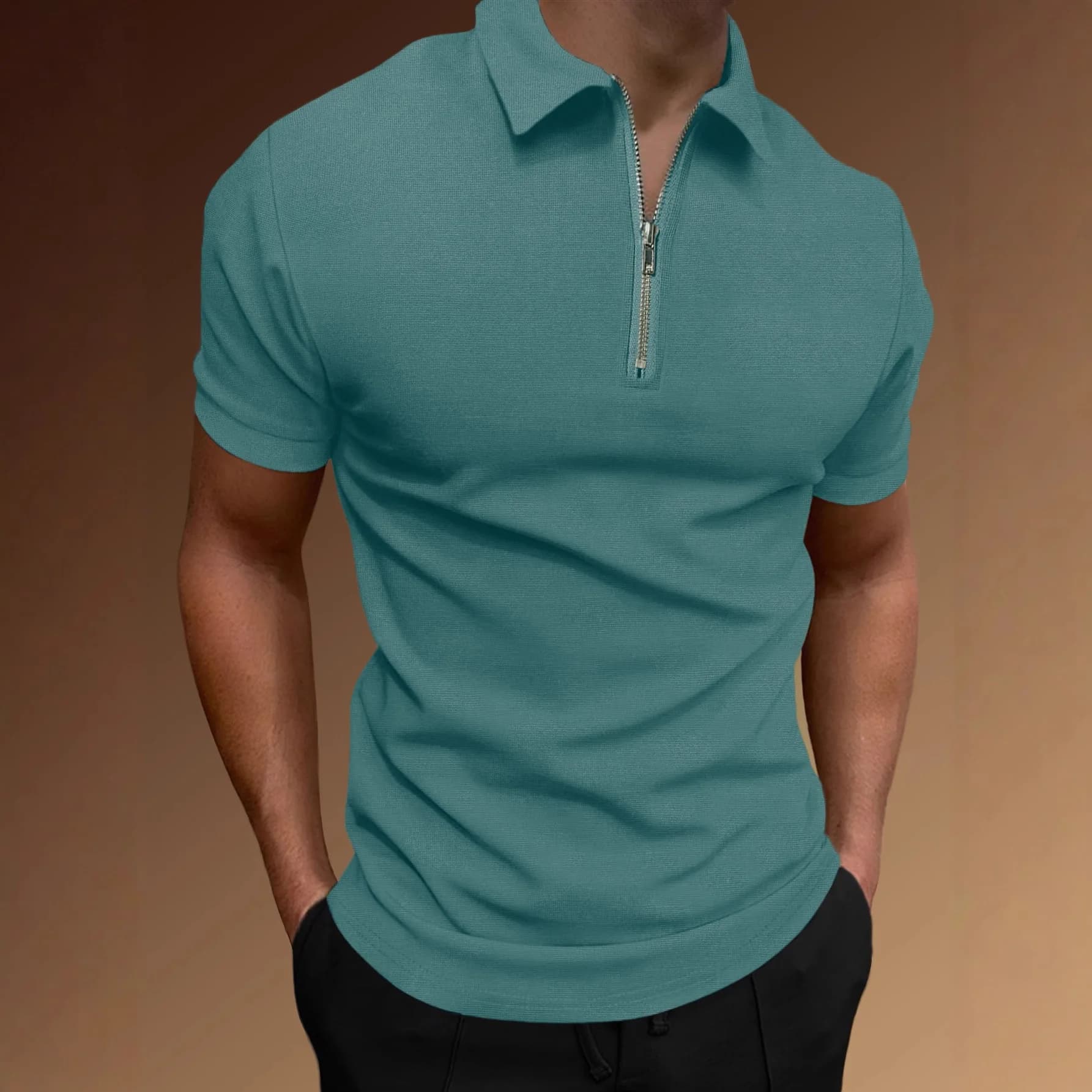 Men's Fitness Casual Short Sleeve T-Shirt Summer Sportswear Polyester Fiber Bright Thread Velvet Process Citywalk Suitable