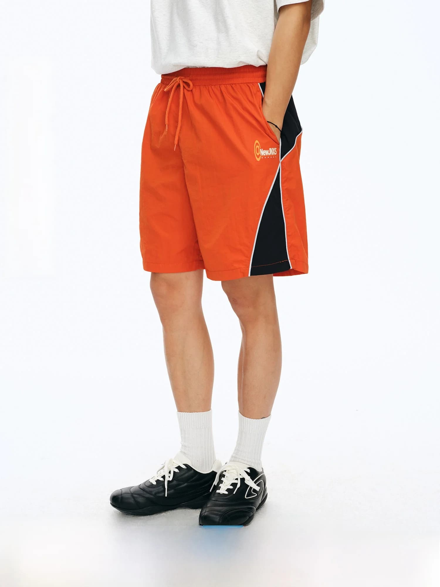 NewJNXS Mr. Jiangnan Men's Shorts Water-Resistant American Retro Color-Block Summer Reflective Print Sports Shorts Unisex