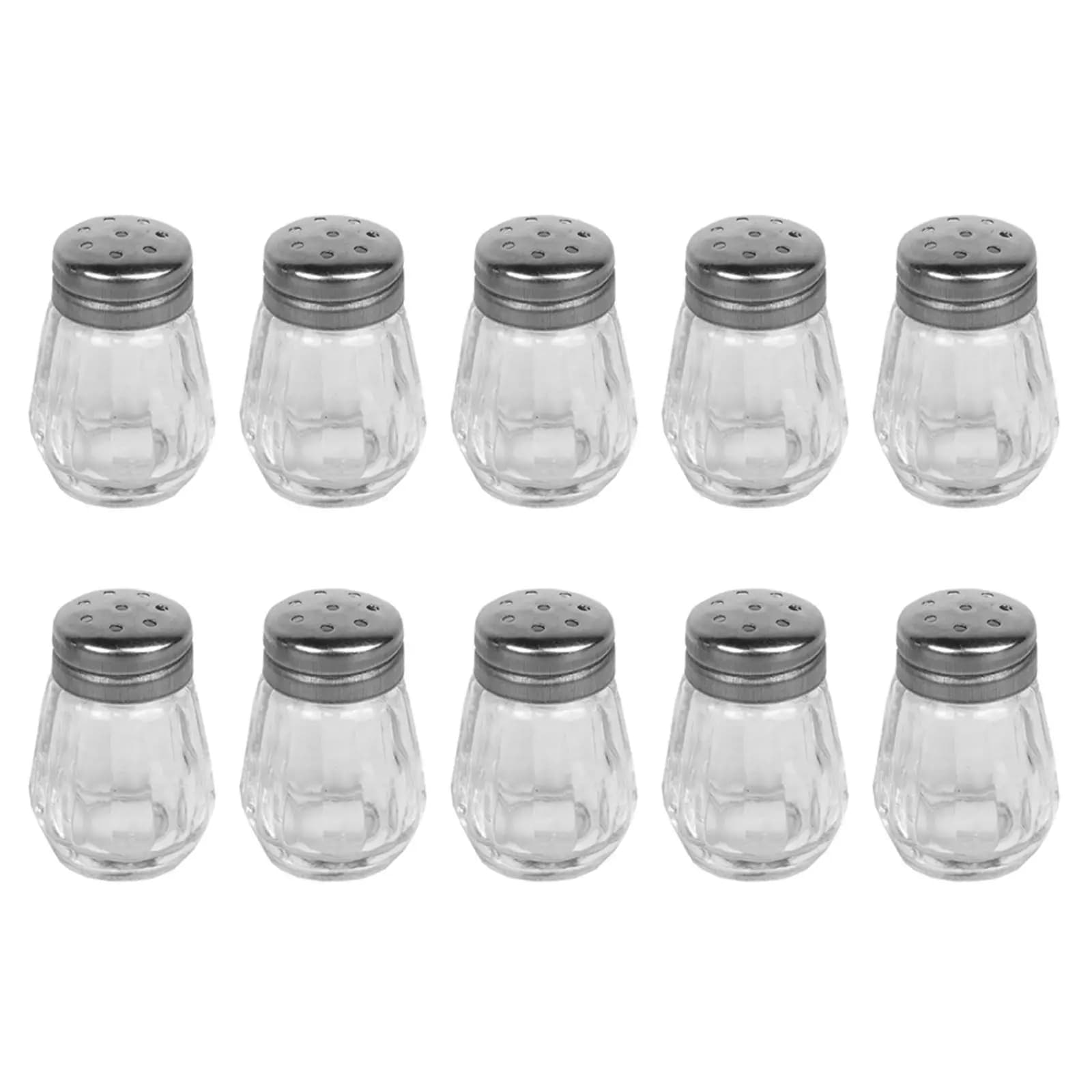 Set di 10 Piccoli Barattoli per Spezie, Contenitori per Sale e Pepe, Gadget da Cucina Portatile per Campeggio, Bottiglie in Vetro Trasparente