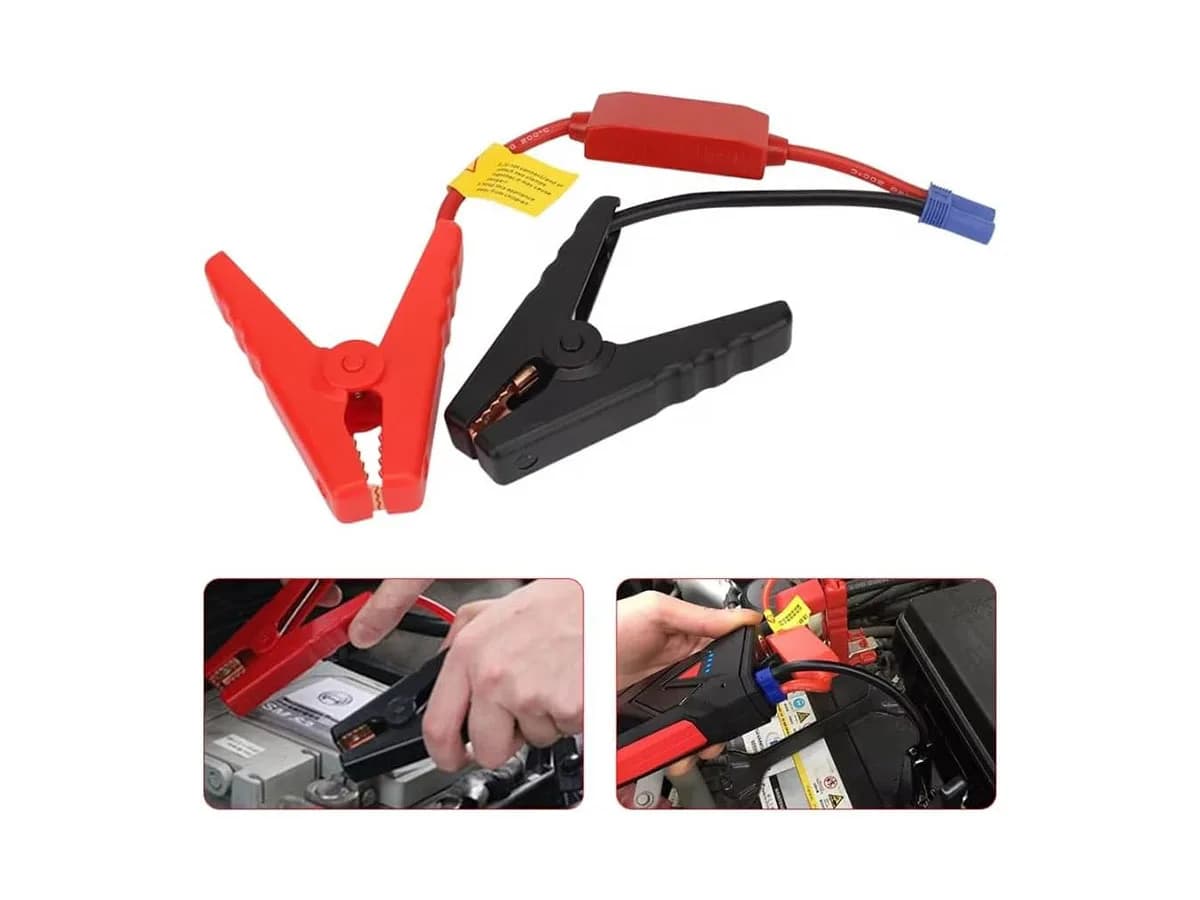 Cavo di avviamento d'emergenza per auto con connettore EC5 e morsetti, con protezione da carica inversa, modulo di avviamento di emergenza per batteria auto