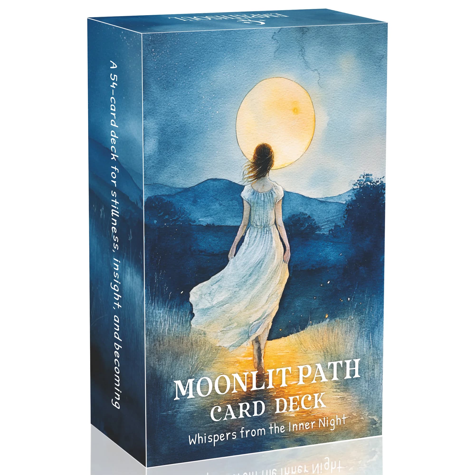 Mazzo di carte Oracle Moonlit Path, 54 carte, design in stile acquerello, riflessione quotidiana, esplorazione di sé, giochi di carte, 12*7 cm, 14+