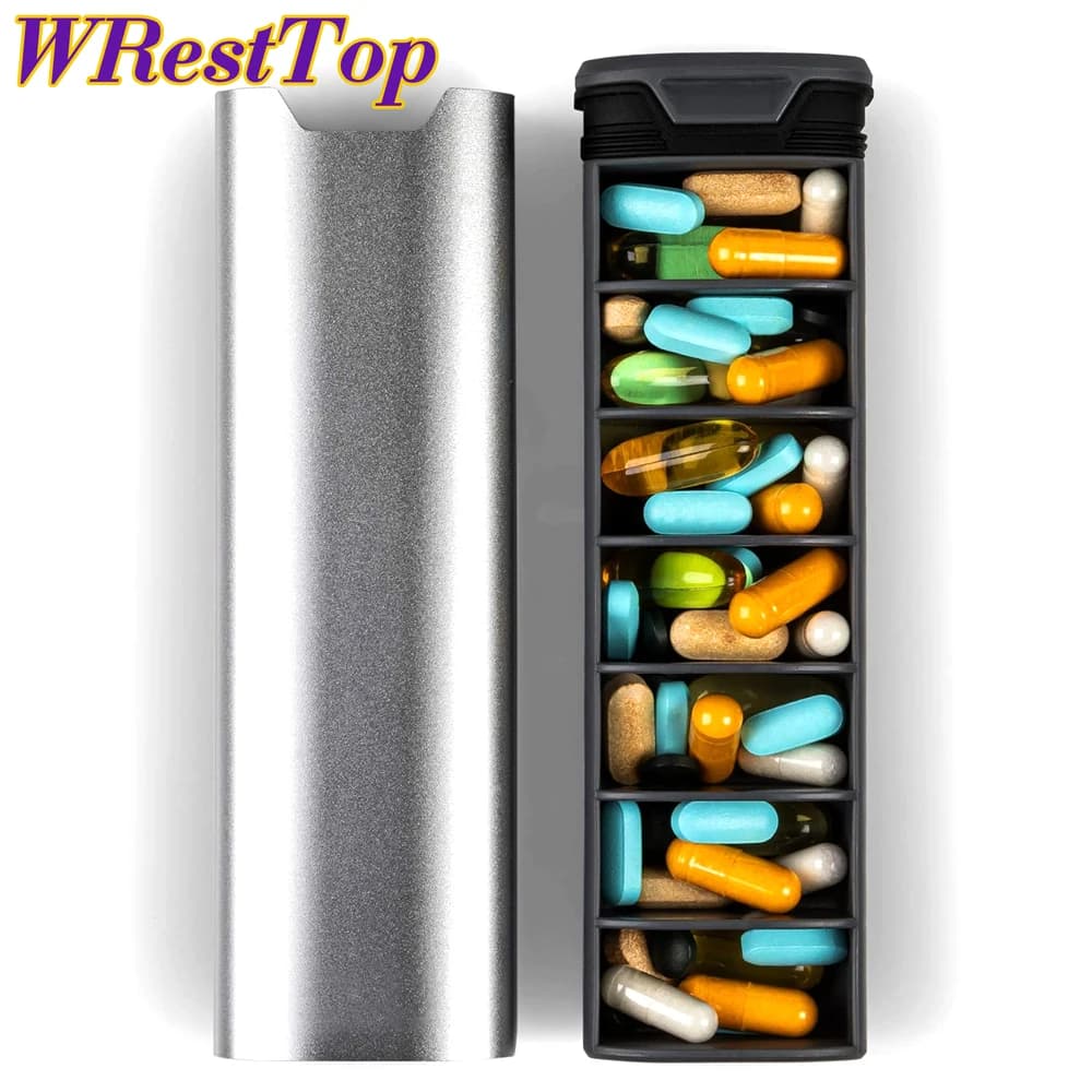 Weekly organizer for 1 piece travel pills, 7 days with privacy protection design, nice nappie holder to contain vitamins, medicinal supplements
