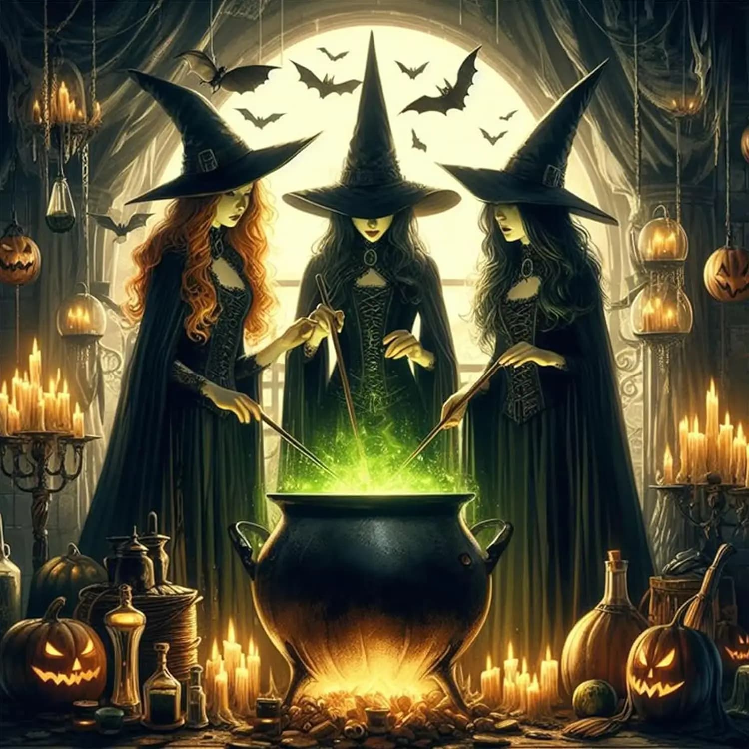 RUOPOTY Witch Diy Diamond Painting Halloween Mosaic Embroidery Full Square/Round Set Picture Of Rhinestones Home Decor Gift