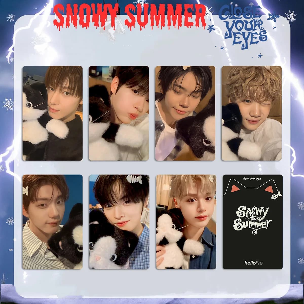 7Pcs/Set Idol CLOSE YOUR EYES New Album Snowy Summer Lomo Cards Special Bonus Cards KENSHIN KYOUNGBAE JMIN SEUNGHO Fans Gifts