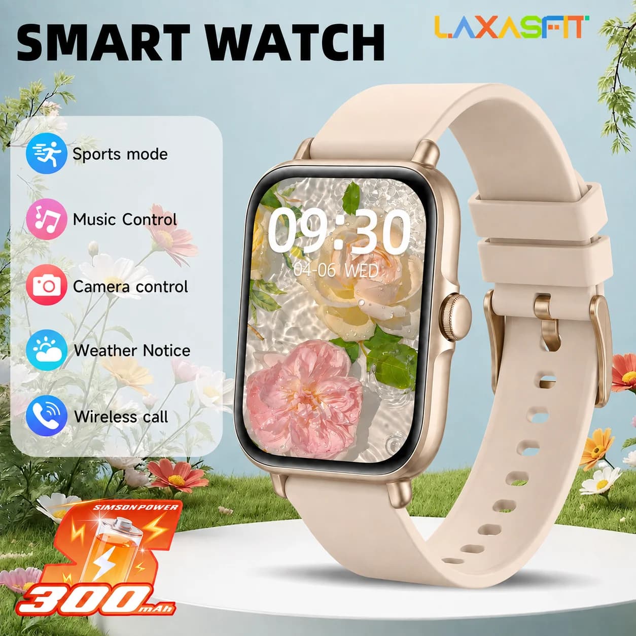 LAXASFIT 1.83" HD Smart Watch Rotary Encoder Bluetooth Call Heart Rate Blood Oxygen Monitor Fitness Tracker Multi-Language