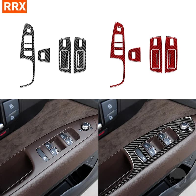 Per Audi Q7 2007-2015 Reale Adesivo In Fibra di Carbonio Porta Finestra Ascensore Pannello di Controllo di Stoccaggio Accessori Auto all'interno decorativo