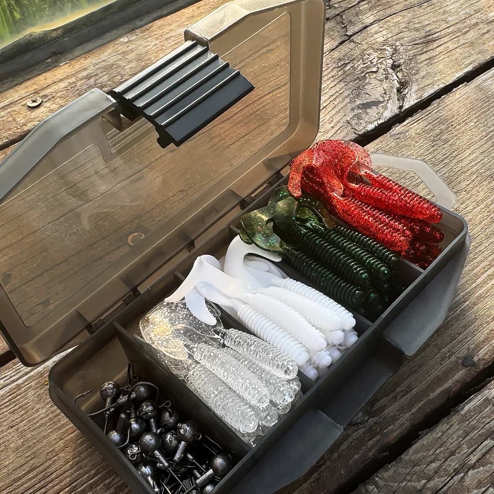 50 Pieces 5 cm soft T-tailed bait, 2g Metal Jig, I love with Head Jigging, Fishing equipment, Equipment box, Swimbait for Water Salt