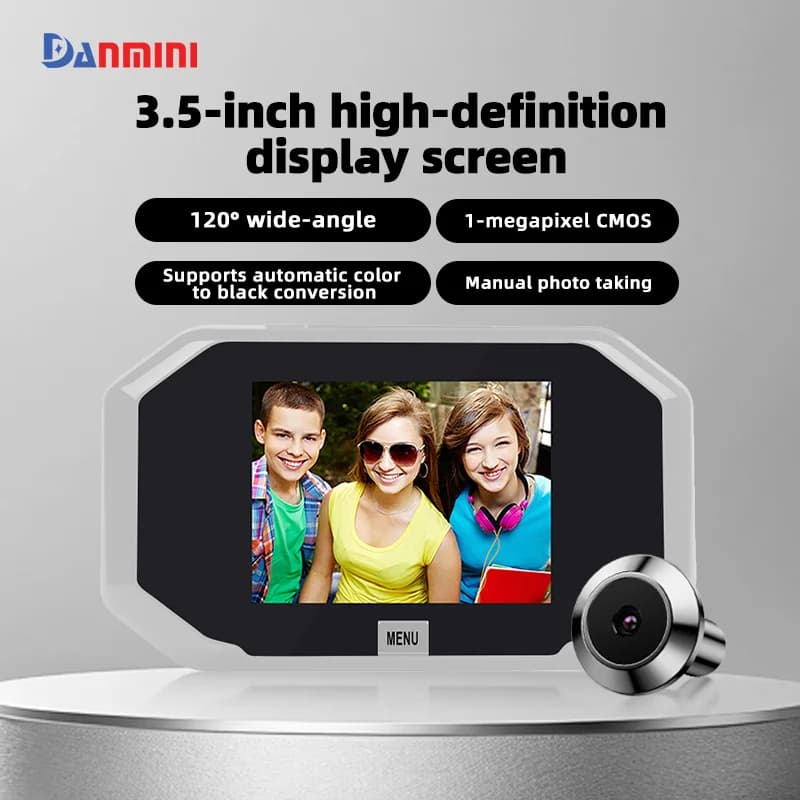 Spioncino visivo elettronico Danmini Display HD da 3,5 pollici 1 milione di pixel 120 ° Campanello video fotografico con supporto per fotocamera grandangolare