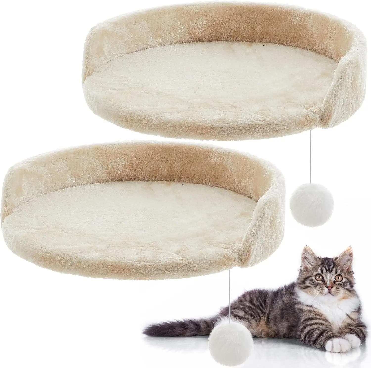 2 Pezzi 13,39 Pollici Ricambi per Tiragraffi Semi-Imbottiti Accessori per Tiragraffi con Corde Elastiche Pendenti e Pompon