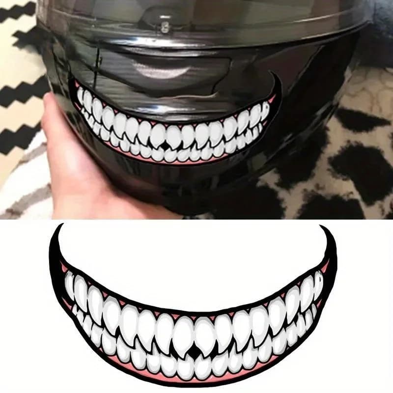 Denti del Diavolo | Adesivo in vinile] Adesivo in vinile con denti diabolici | Decorazione per Serbatoio Carburante Auto e Moto - 1 Pezzo Design Divertente