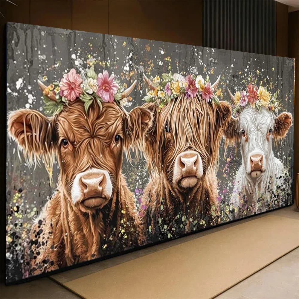 Highland Cow Diamond Painting kits Farmhouse Rustic Country Large Diamond Embroidery Pictures for Living Room Western Decoration