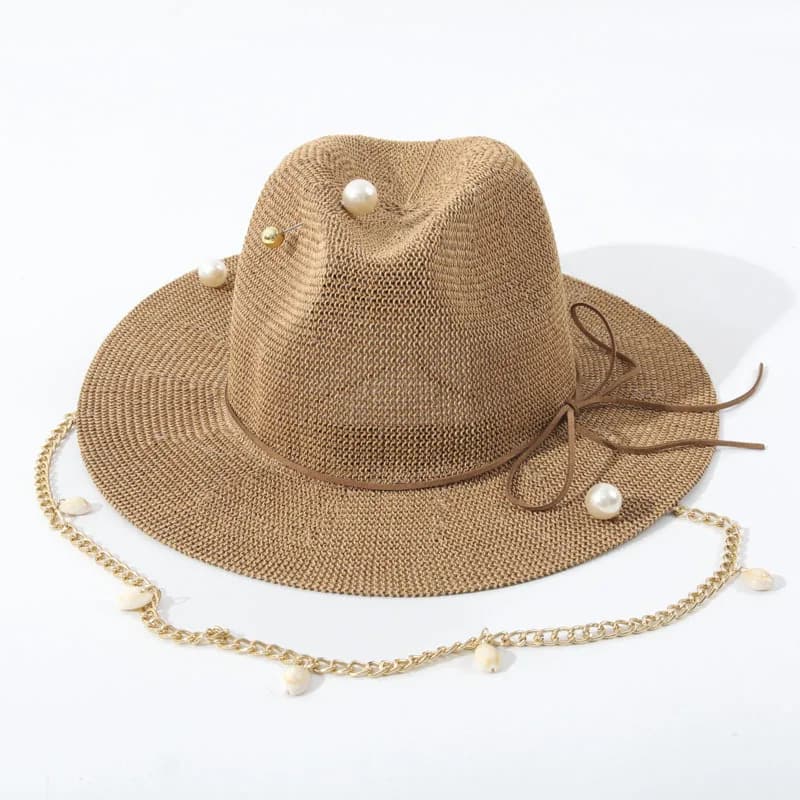 Cross Border Sun Hat, European Ins Shell Chain Straw Beach Cap, Hot Sale on eBay AliExpress