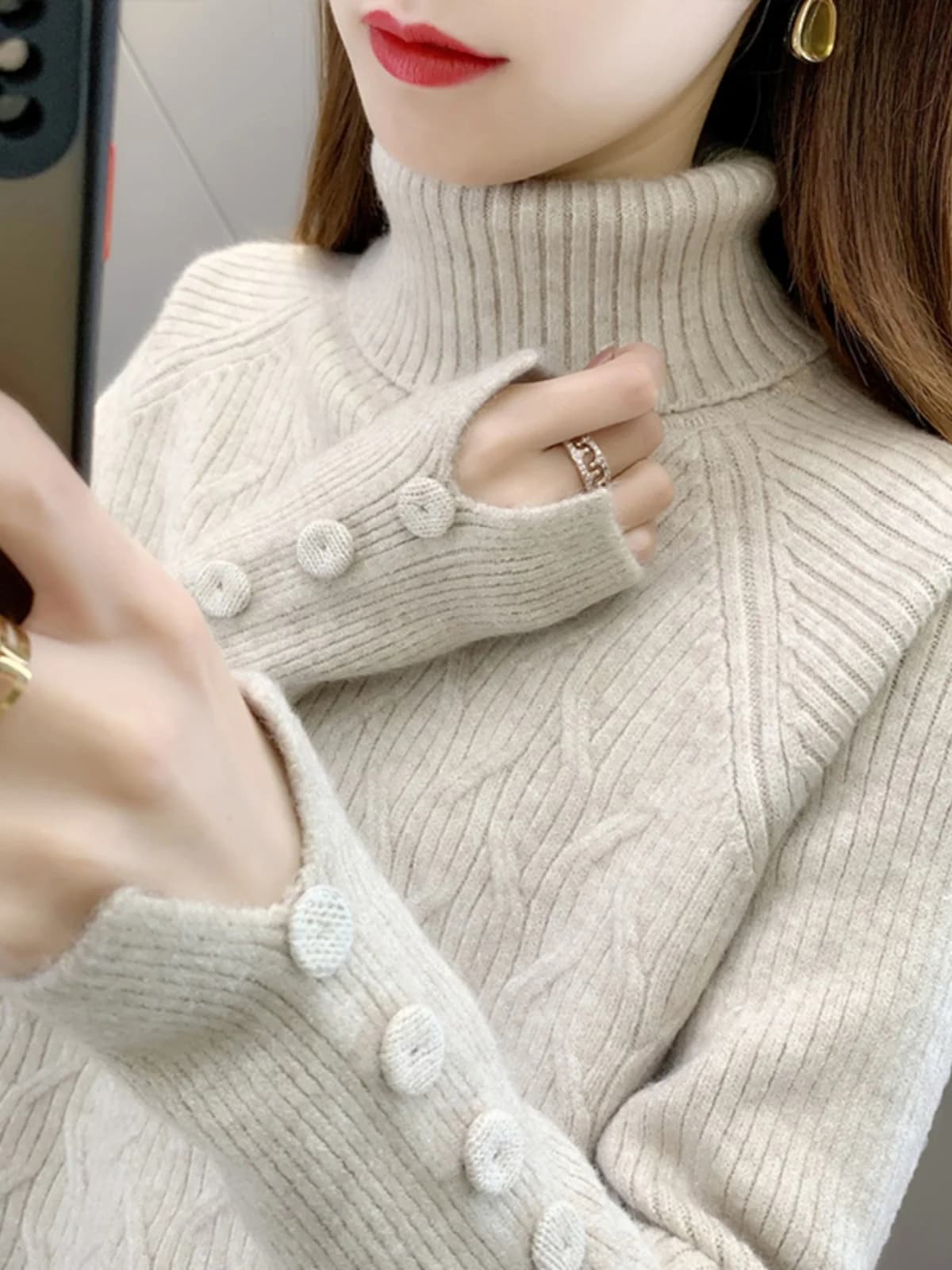 Maglione lavorato a maglia alto Ne Thi da donna invernale Faionable Chunky Needle Retro Sle Twist lavorato a maglia strato base irt Abbigliamento interno