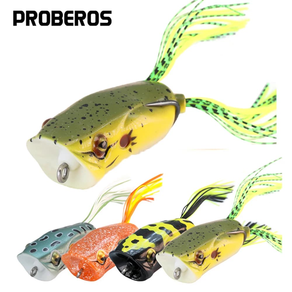 Bocca grande Topwater Rana Esche Durevole Realistico Silicone Bass Bait Galleggiante Realistico per Luccio Testa di Serpente Salmone Trota Pesce Gatto