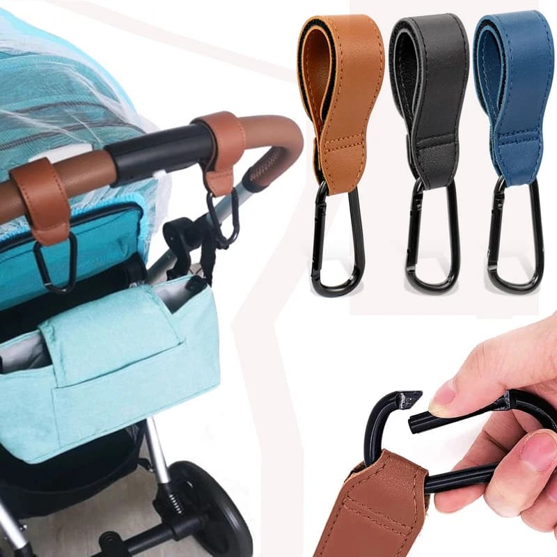2 pezzi ganci per passeggino moschettone in lega di alluminio carrello organizzatore borsa per pannolini shopping carrozzina clip con fibbia cinghie per passeggino multiuso