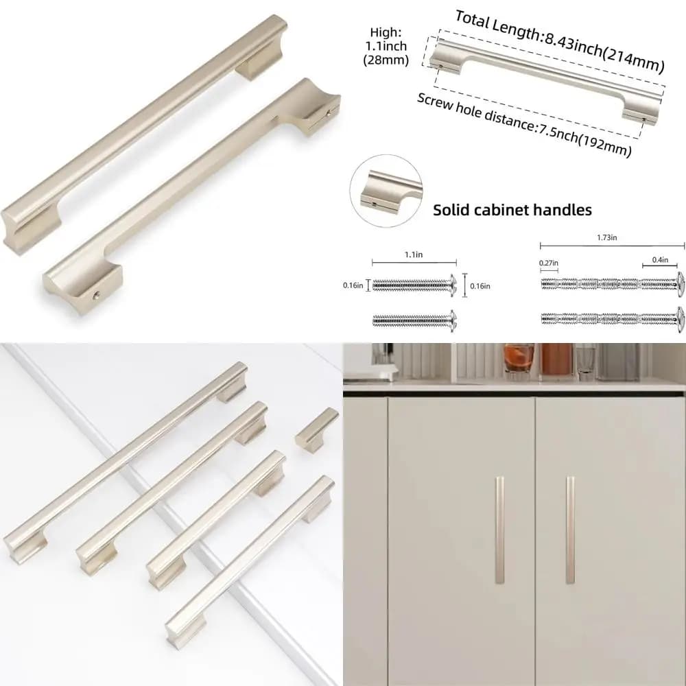 Maniglie per mobili da cucina in bronzo champagne da 7-1/2 pollici, maniglie per cassetti dorate, hardware elegante per mobili da cucina