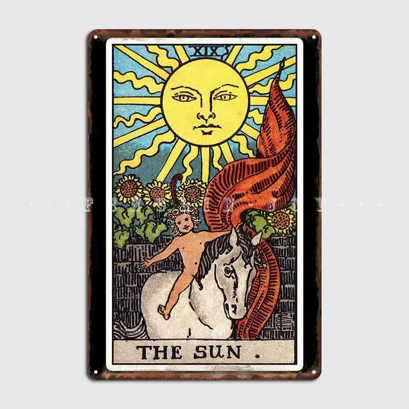 Xix. The Suns Tarot Card Targa in metallo Poster da parete Pub Cinema Targhe vintage Targa in metallo Poster