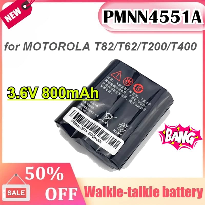 PMNN4551A 3.6V 800mAh per MOTOROLA T82/T62/T200/T400 Walkie Talkie Batteria Ni-MH Batteria ricaricabile