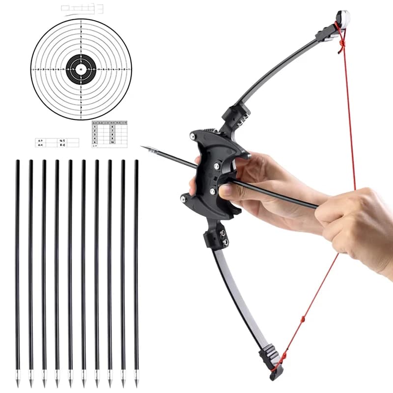 Steel Ball 18 Shot, Arrow Support 7 Shot Dual-Purpose Folding Bow, Small mini Composite Bow Recurve Bow, Indoor and Outdoor Shooting Sports Target Shooting