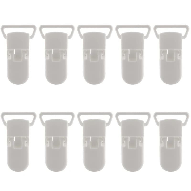 10 pezzi Baby Kids clip per ciuccio in plastica a forma di T succhietto porta Badge stile fittizio bianco