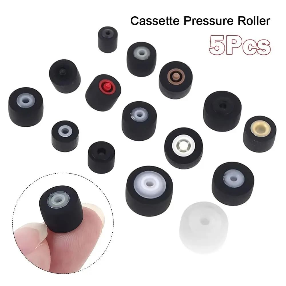 5Pcs Plastic Cassette Pressure Roller Multi Specification Rubber Tape Recorder Pinroller With Axis Design Audio Deck Roller Part