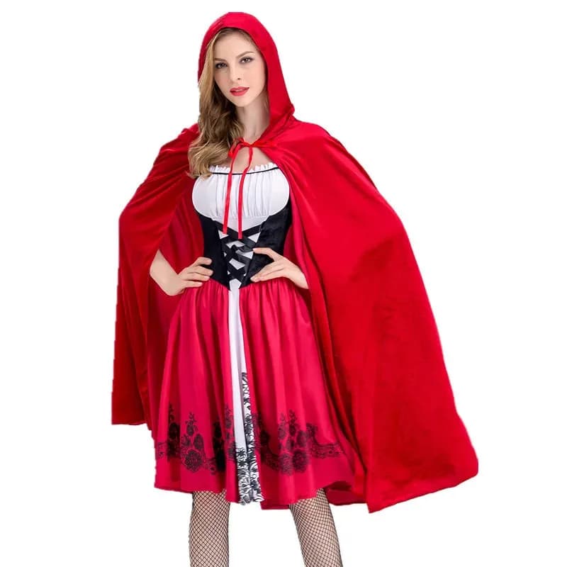 Cappuccetto Rosso Adault Costume Cosplay Mantello Wicca di Halloween per donna Festa di Carnevale Abito da regina DW003