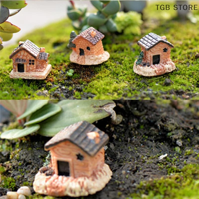 3 pezzi in resina natalizia piccole case decorazioni micro paesaggio decorazione regalo artigianale ornamenti da giardino