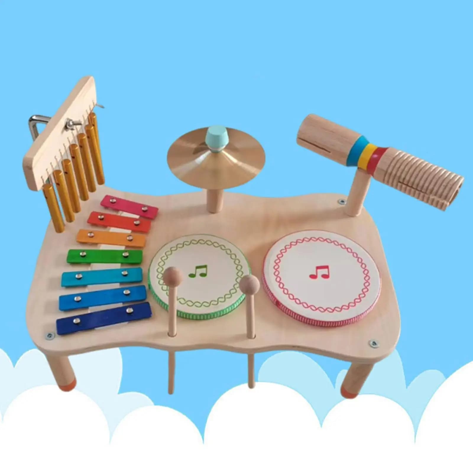 Set di Batteria per Bambini, Strumenti Musicali, Xilofono Educativo, Kit Batteria per l'Apprendimento Prescolare, Giocattolo Musicale per Ragazze e Ragazzi, Regali per Feste
