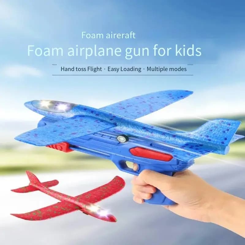 Incandescente schiuma aereo 10M lanciatore catapulta aliante aereo pistola giocattolo gioco all'aperto per bambini Bubble Model Shooting Flying Roundab