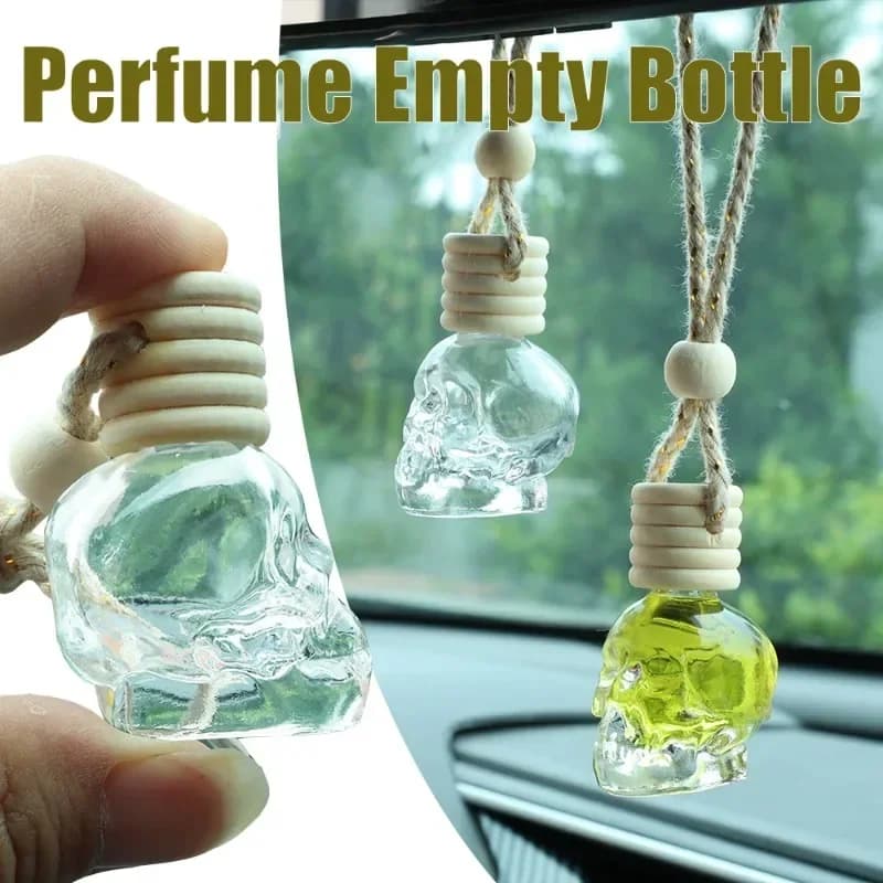 Perfume for Car Empty Bottle Ornaments Five Strand Cover skull head Empty bottle hanging pendant Essential oil bottle for aromatherapy