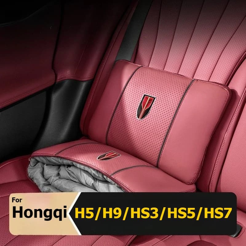 Per Hongqi H5 H9 HS3 HS5 HS7 Nappa Supporto lombare in pelle Poggiatesta Cuscino Auto Multi-funzionale Pieghevole Cuscino Coperta da viaggio